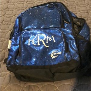 Blue Glitter Chasse Monogram Bookbag